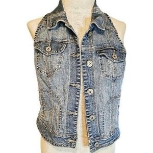 V Cristina denim vest‎ size medium medium wash button down